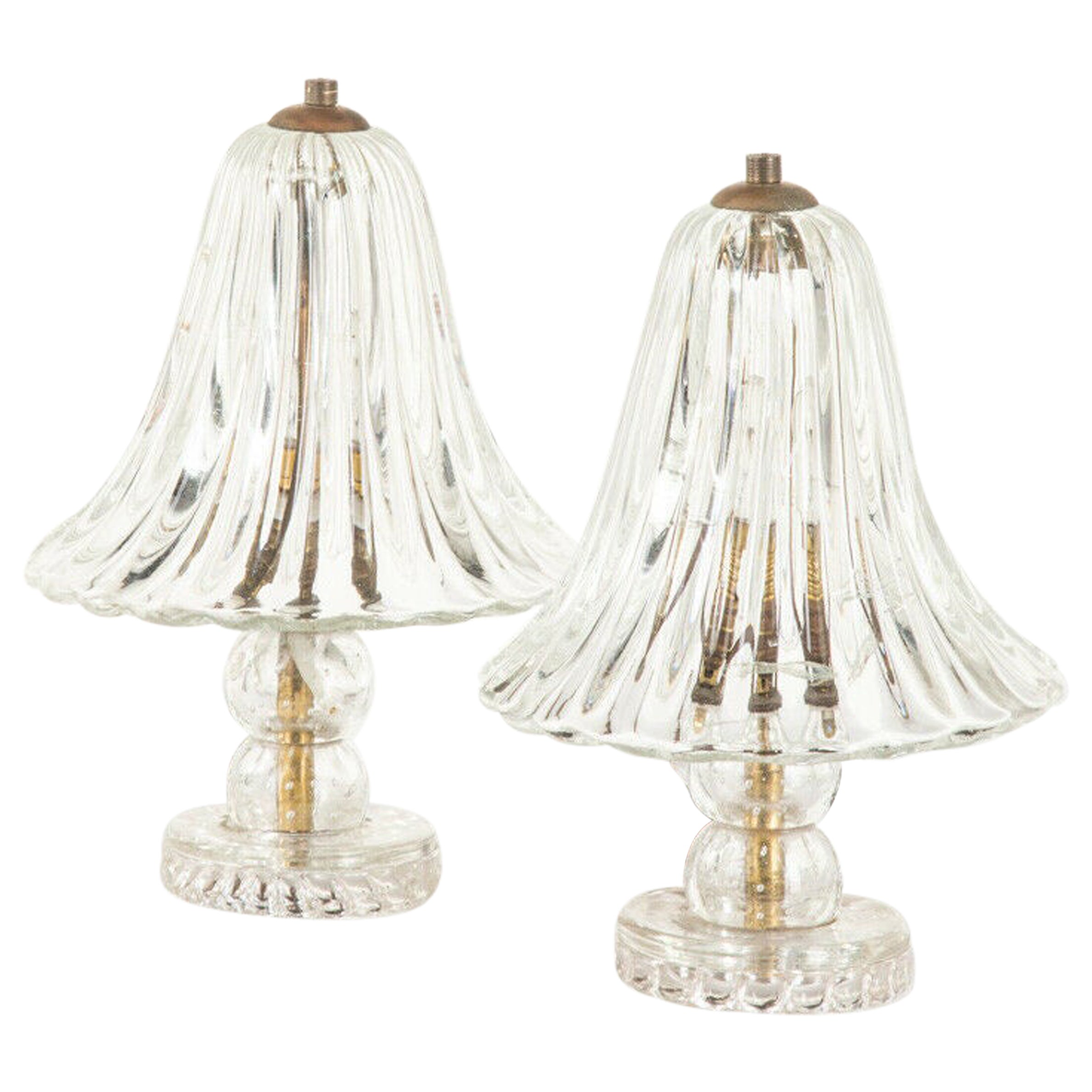 Pair of 50's Vintage Lamps in Murano Glass Italian Design