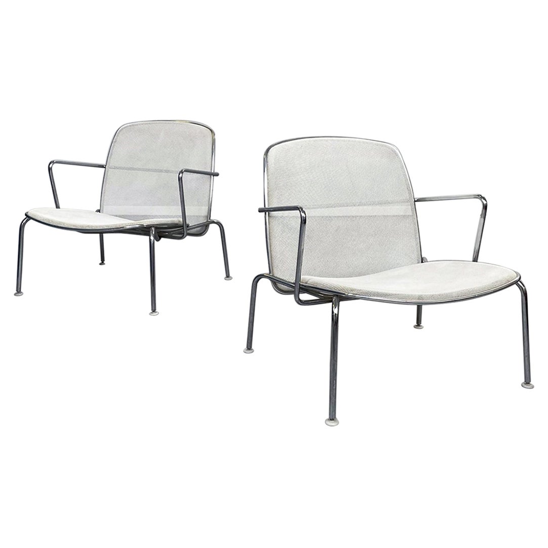 Italian 21st Century White Metal Steel Web Armchairs by Citterio for B&B, 2000s For Sale