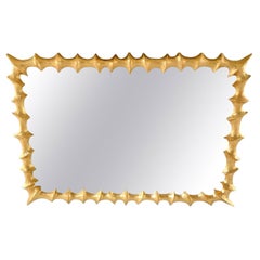 Brutalist Gold Gilt Metal Frame Mirror, England, Mid Century