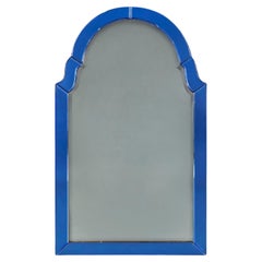 Used Art Deco Mirror with Blue Glass Border