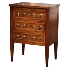 18th Century French Louis XVI Carved Walnut Chest of Drawers Bedside Table