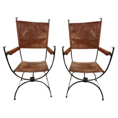 Used Pair of Armchairs in Leather and iron, 1935