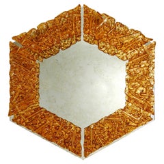 Amber Mirror, a Unique Ornate Handcrafted Fused Glass Mirror by Brett Manley