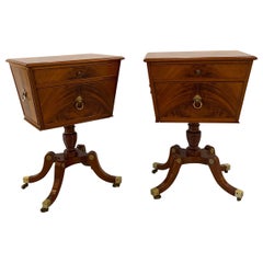 Pair of Flame Mahogany Side Table Cabinets
