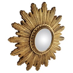 Mid Century Golden Sunburst Mirror, 1960s