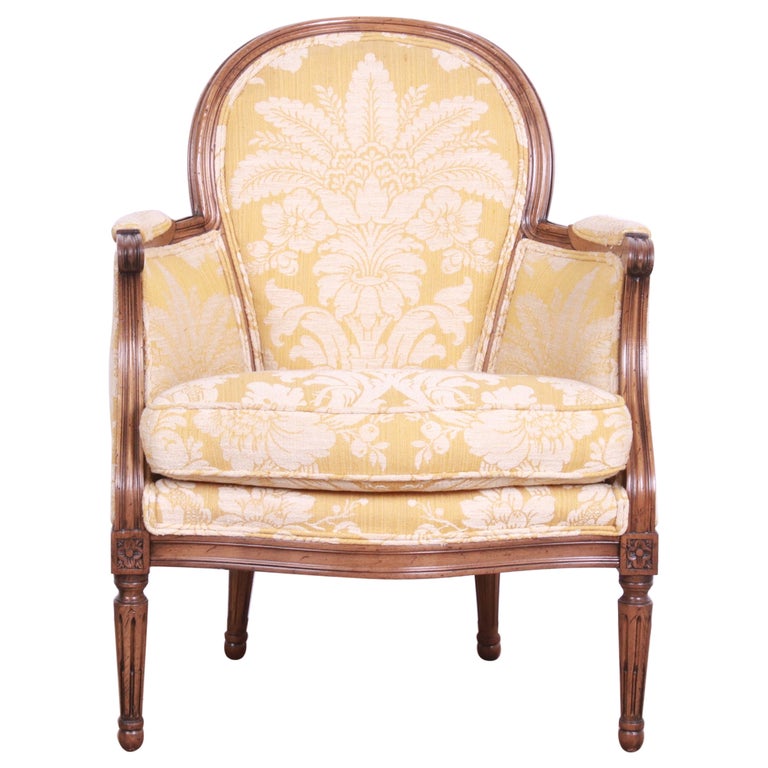 Baker Furniture French Louis XVI Bergère Chair For Sale at 1stDibs