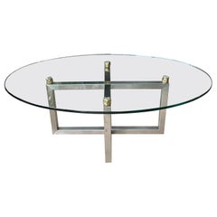 Chrome and Brass Oval Cocktail Table by Peter Ghyczy