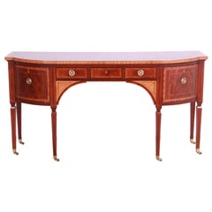Vintage Baker Furniture Stately Homes Sheraton Bow Front Inlaid Mahogany Sideboard