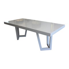 Vintage Mid Century Modern Grey Lacquered Dining Table