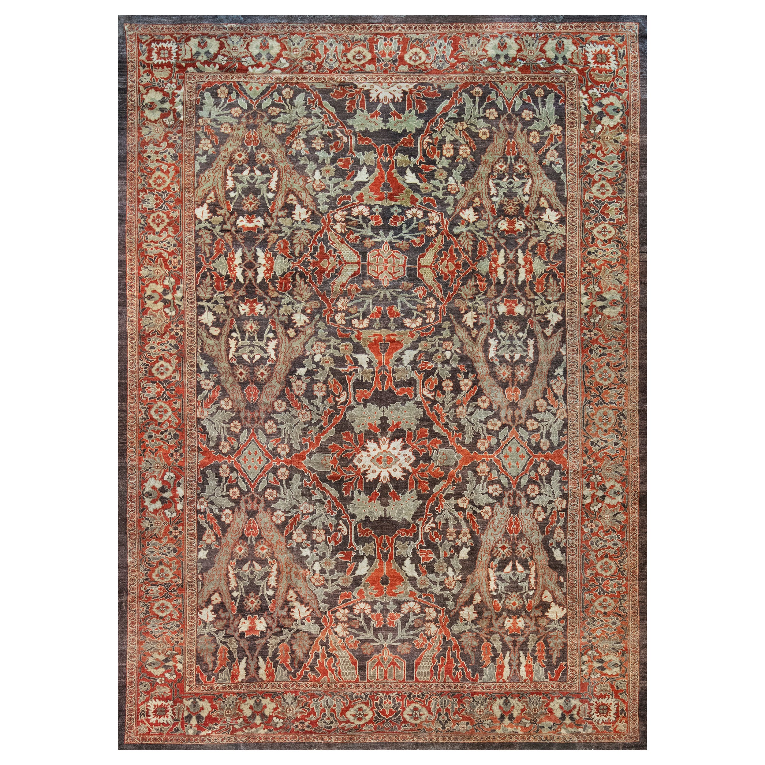 Large Antique Handwoven Persian Sultanabad Rug For Sale
