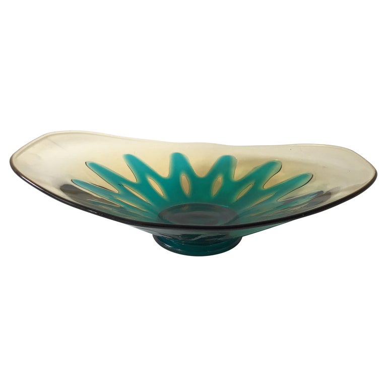 1960s Murano Amber and Aqua Glass Bowl For Sale at 1stDibs amberandaqua