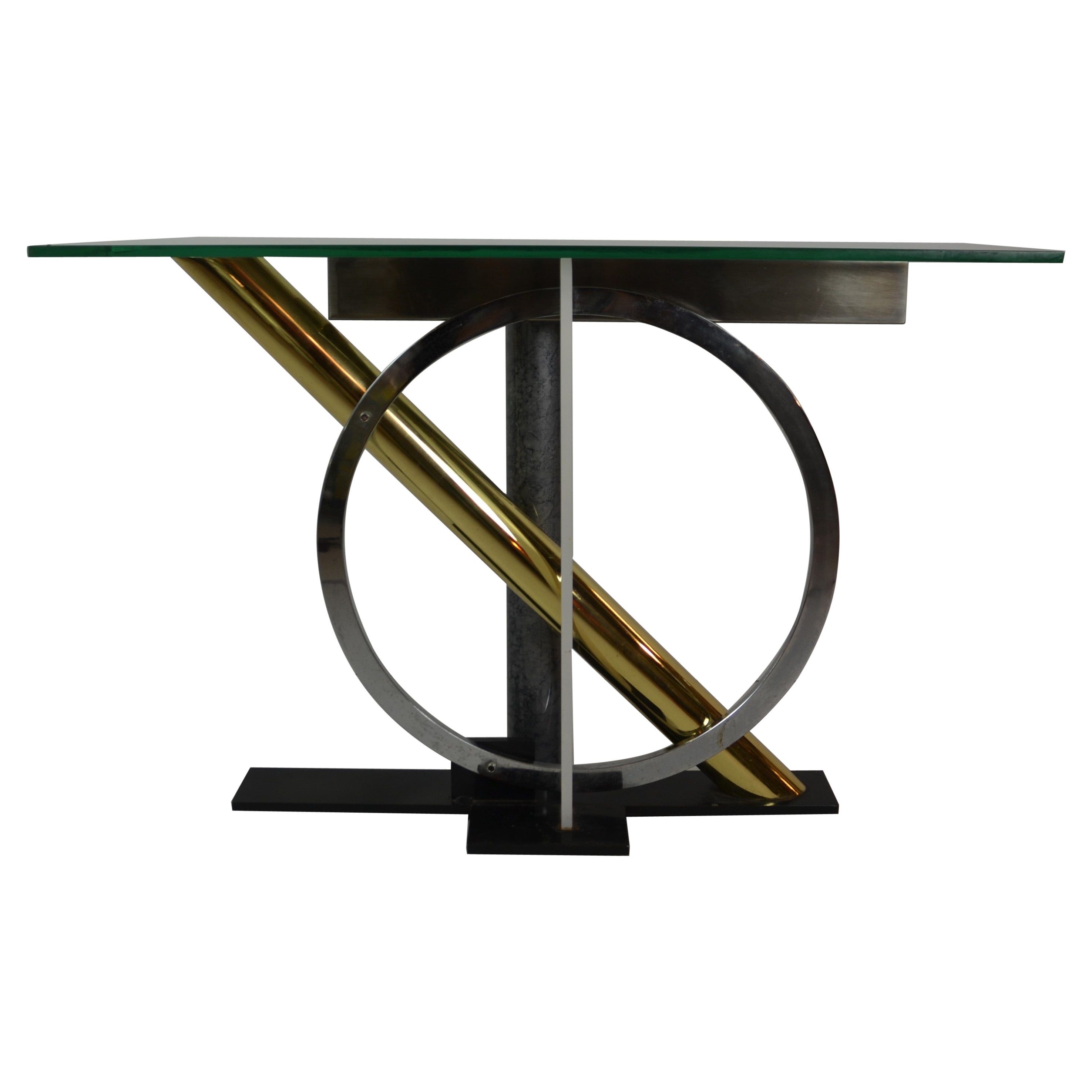 Italian Glass Top Console Table For Sale