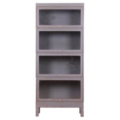 Retro Mid-Century Modern Industrial Metal Four-Stack Barrister Bookcase