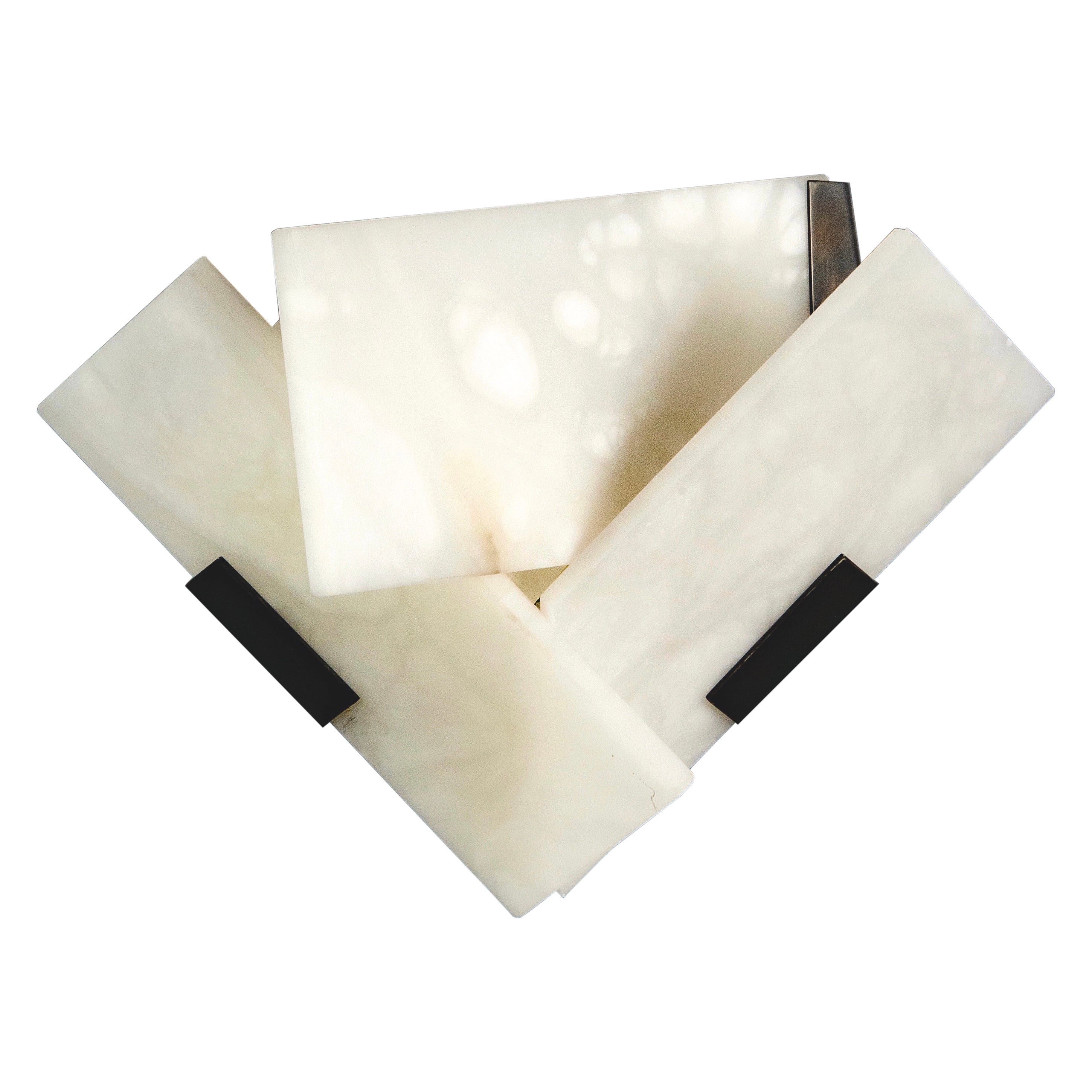 Small 'Fly 1 Metal' Alabaster Sconce in the Manner of Pierre Chareau
