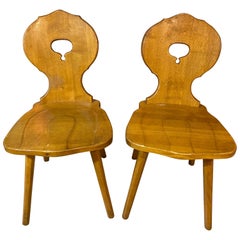 Pair of Vintage Brutalist Oak Chairs