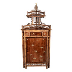 19th Century French Japonisme Bamboo Corner Cabinet