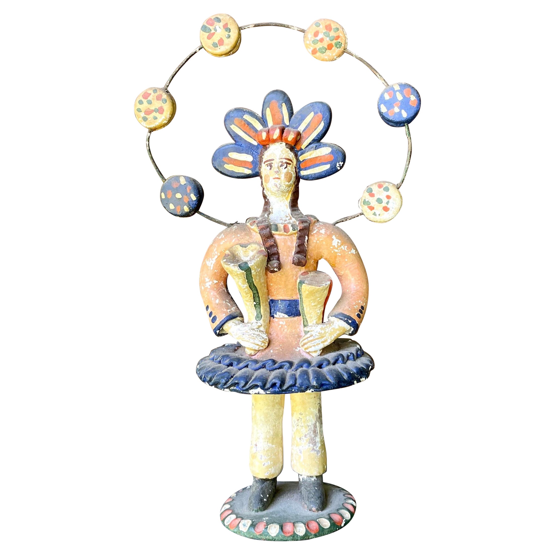 Vintage Folk Art Estremoz Clay World Heritage Figurine Portugal by Jose Moreira For Sale