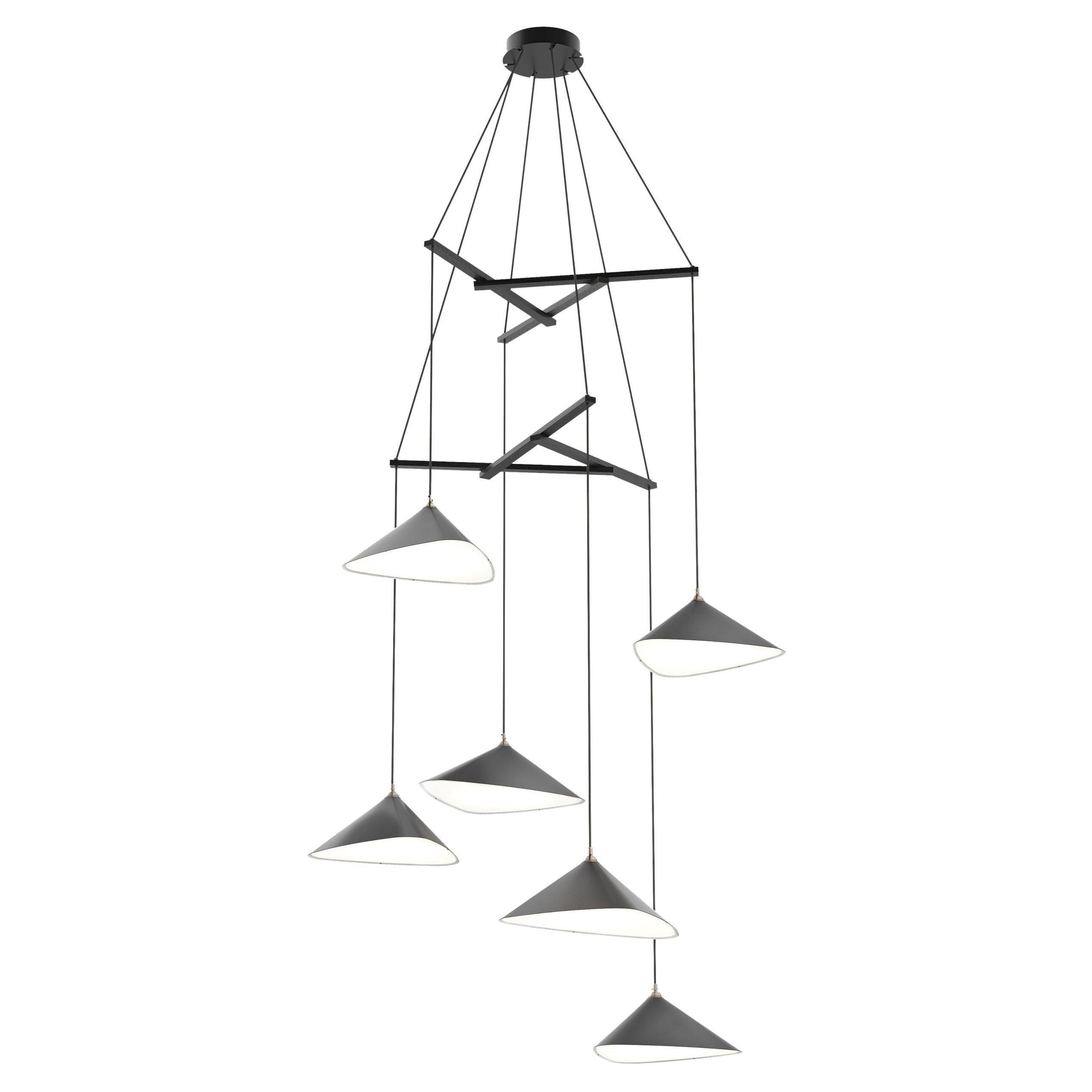 Daniel Becker 'Emily Vertikal 6' Chandelier en Anthracite/Noir pour And Objects