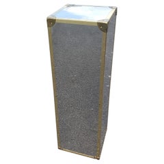 Mirrored Chrome Plated and Brass Mounted Corners Wood Pedestal / Column
