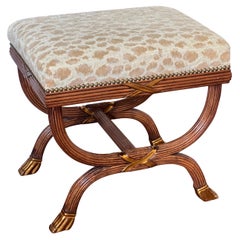 William Switzer Neoclassical Walnut X Base Ottoman Bench