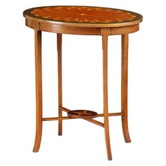 Late 29th-Century Inlaid Oval Side Table