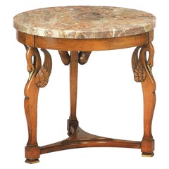French Empire-Style Round Accent Table with Macchiavecchia Top