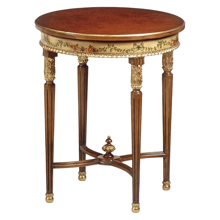 Louis XVI-Style Ivory Round Side Table
