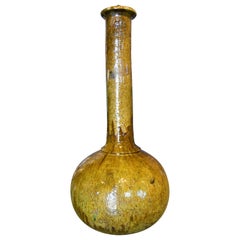 1990s Glazed Ceramic Vase with High Neck 