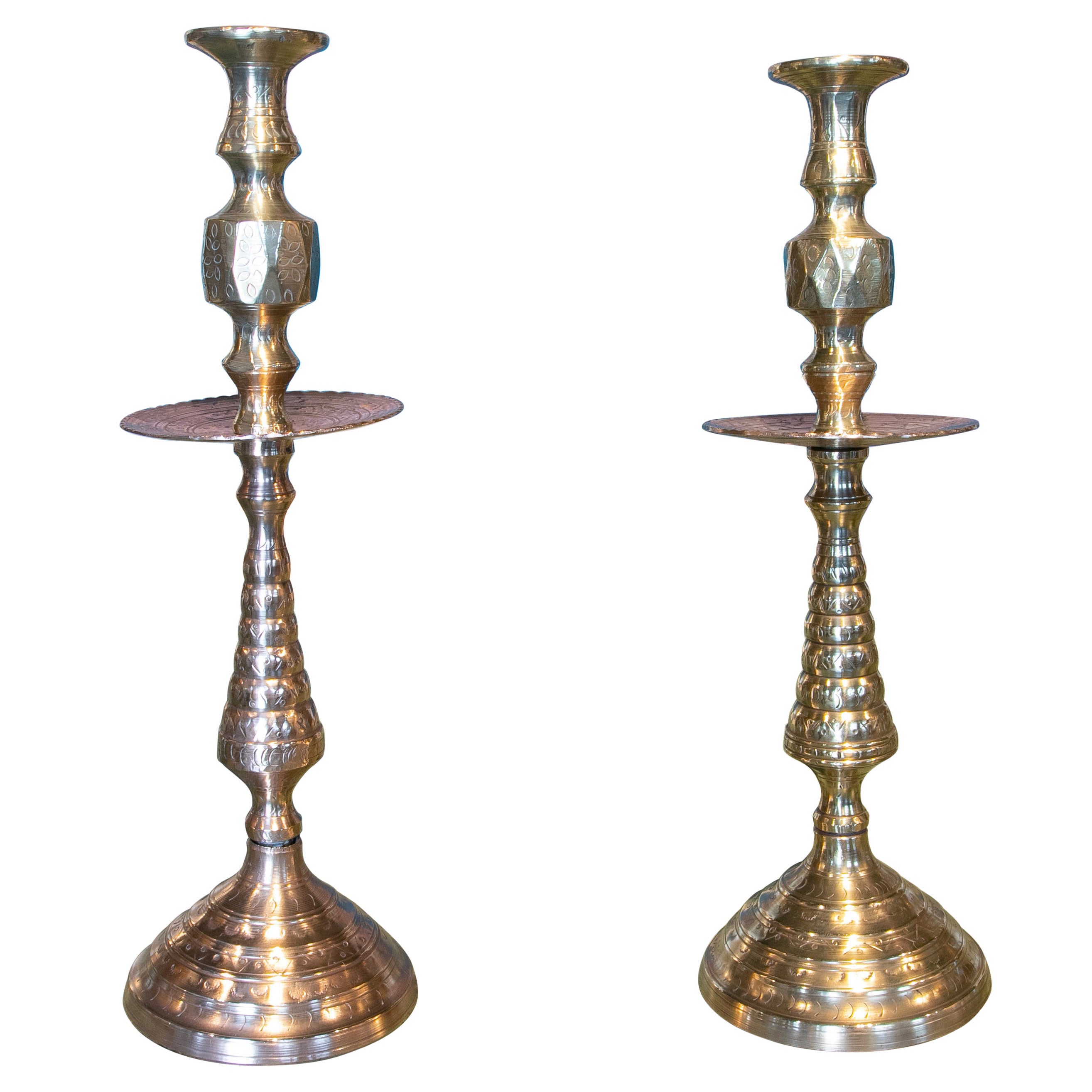 1950s Pair of Bronze Candlesticks For Sale
