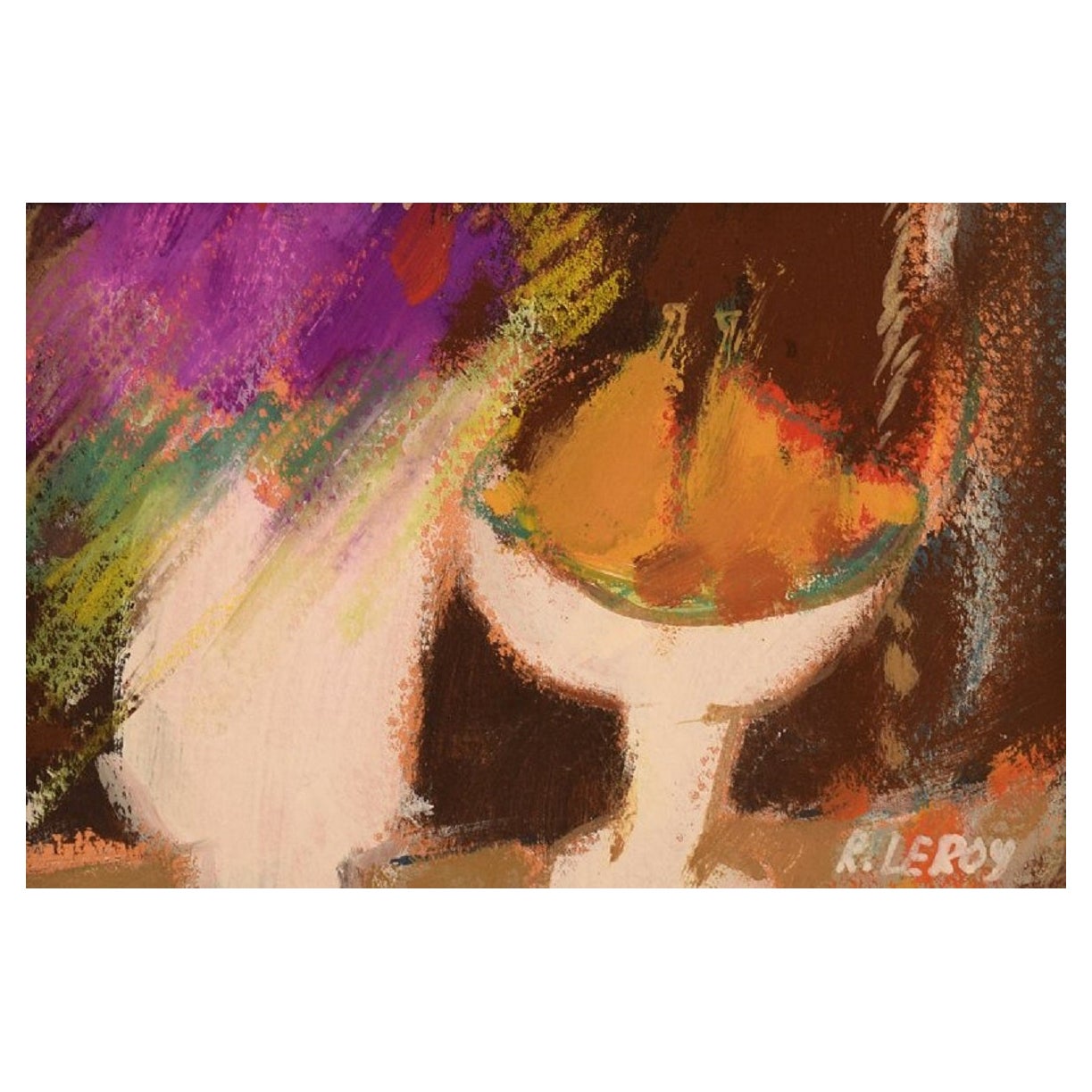 René Leroy, French Artist, Pastel on Paper, 1980s For Sale