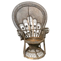 1970s Spanish Peacock Wicker Armchair Enmanuelle Model