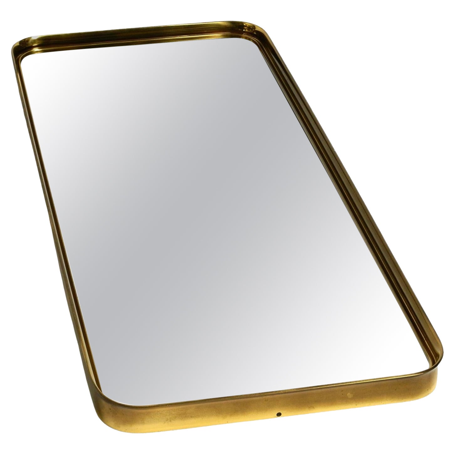 Very Elegant Minimalist Mid Century Brass Wall Mirror by Vereinigte Werkstätten