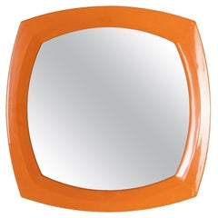 1970s Vintage Mirror in Orange Plastic Italian Design