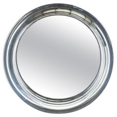 70s Vintage Round Mirror in Chrome metal Italian Design 