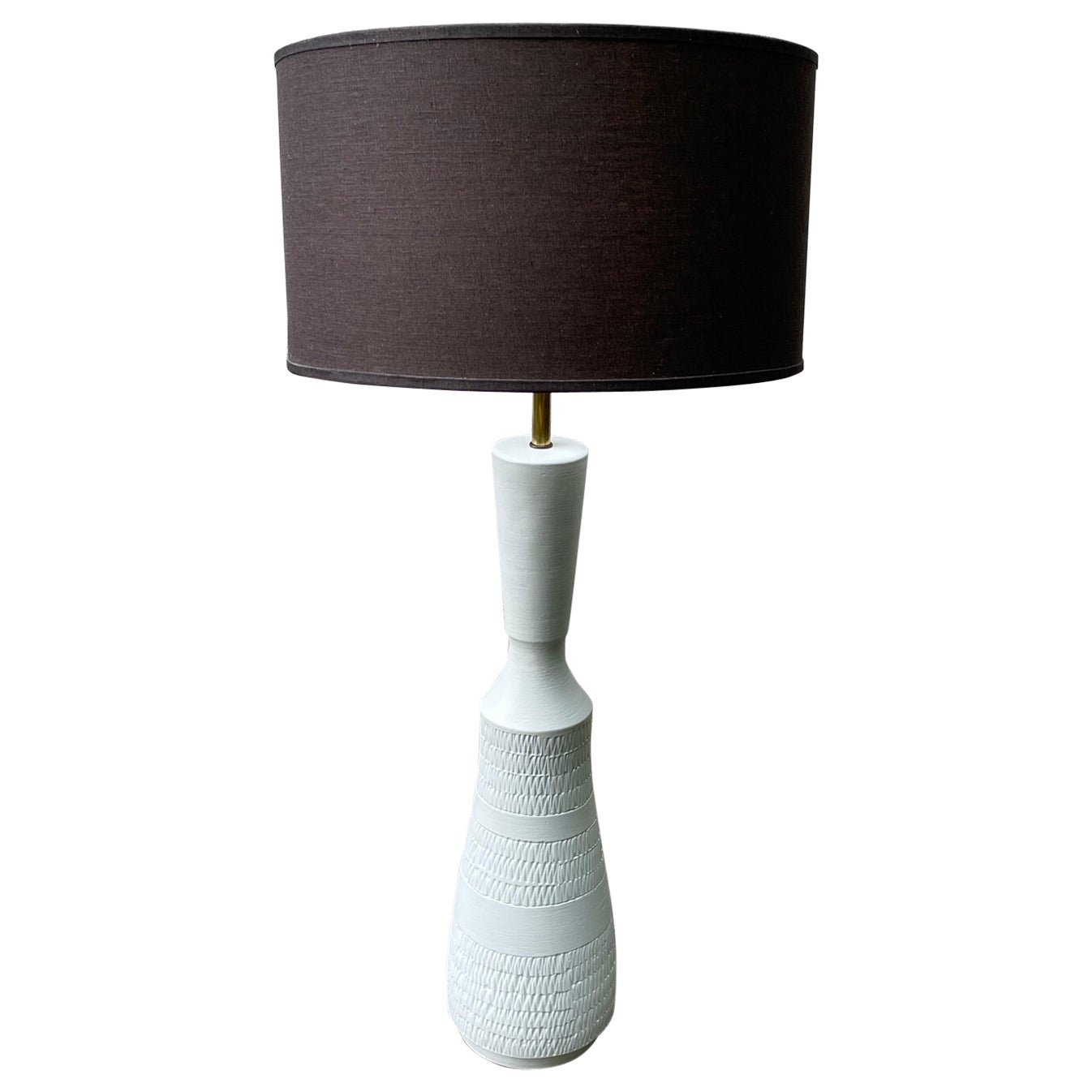 Mid Century Modern Table Lamp in Matte White, Large Scale, 1960's For Sale