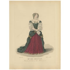 Handkolorierte Gravur von Franoise-marguerite De Svign, Gräfin von Grignan. 