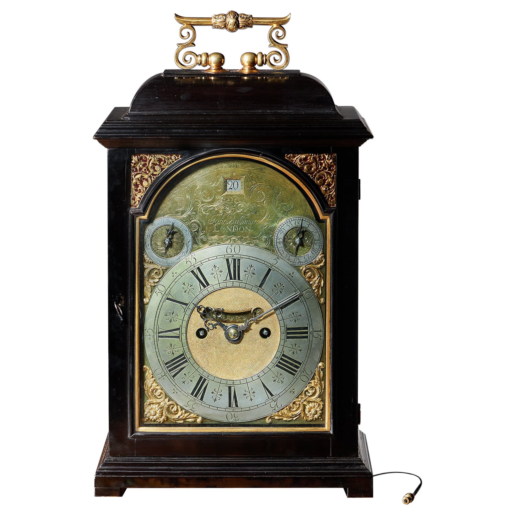 18th Century George I Eight-Day Ebony Table Clock with Pull Repeat by Bushman