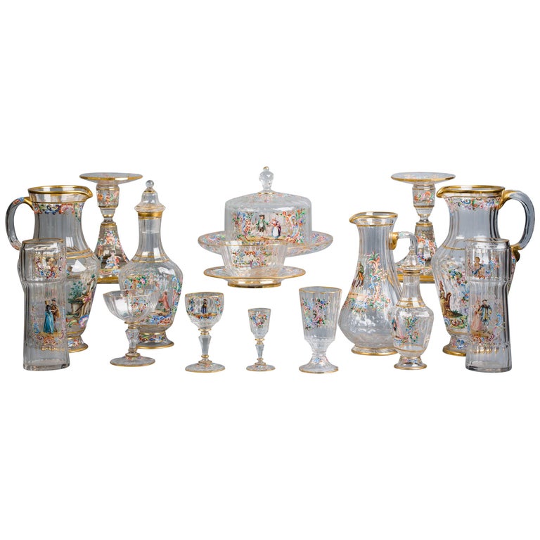 Austrian Enamel Table Glassware, Lobmeyr, circa 1890 at 1stDibs