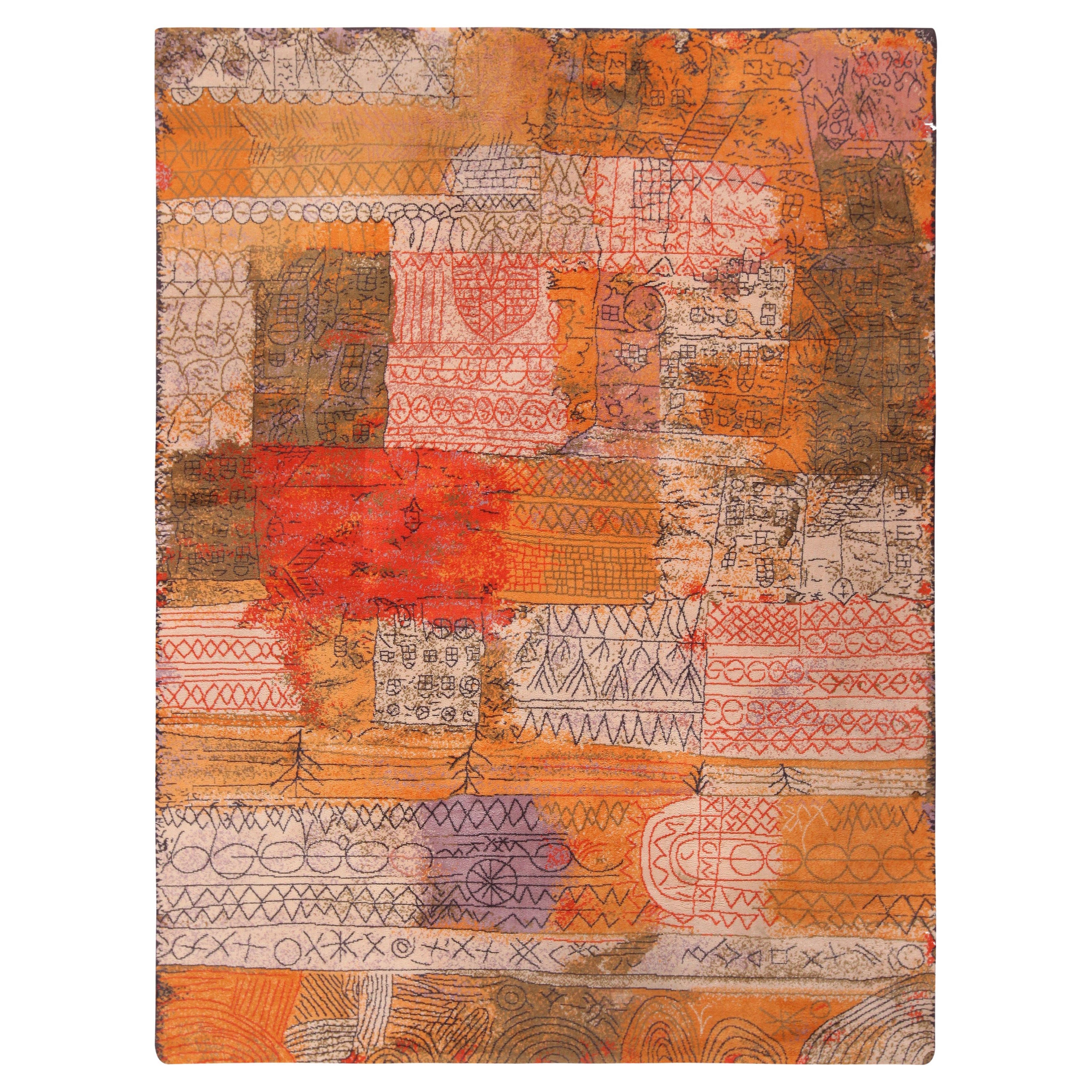 Nazmiyal Vintage Scandinavian Paul Klee art rug. 8 ft 3 in x 10 ft 8 in For  Sale at 1stDibs