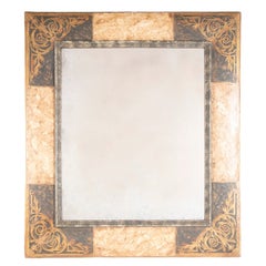 Italian Baroque Style Painted Faux Marble and Gilt Wood Mirror Frame