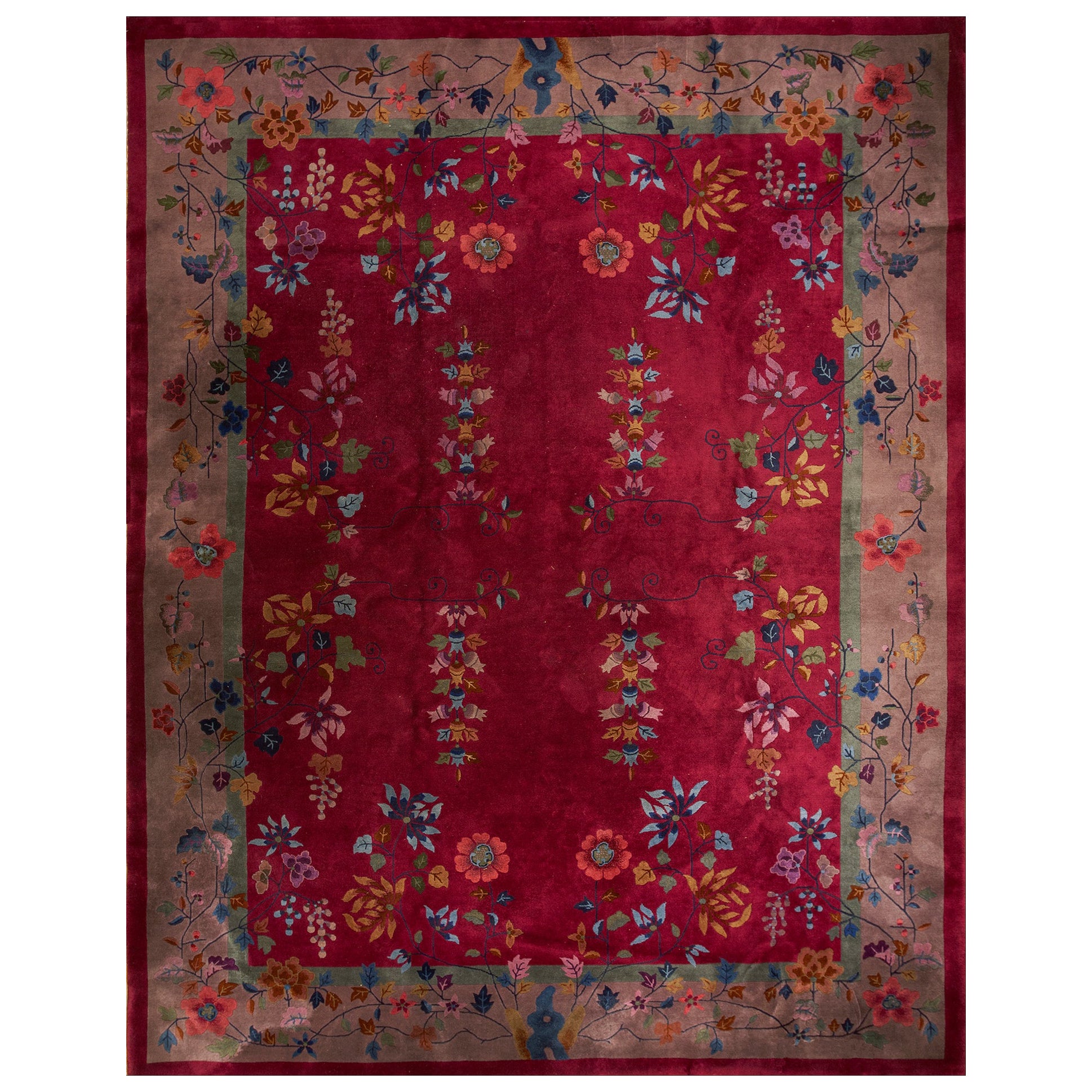 1920s Chinese Art  Deco Carpet ( 9' x 11'9" - 275 x 358 )