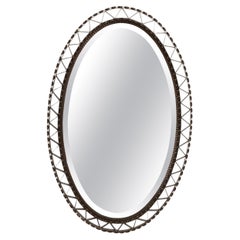 Mid-Century Medium Vintage Dark Metal Mirror, Italy, 1960s