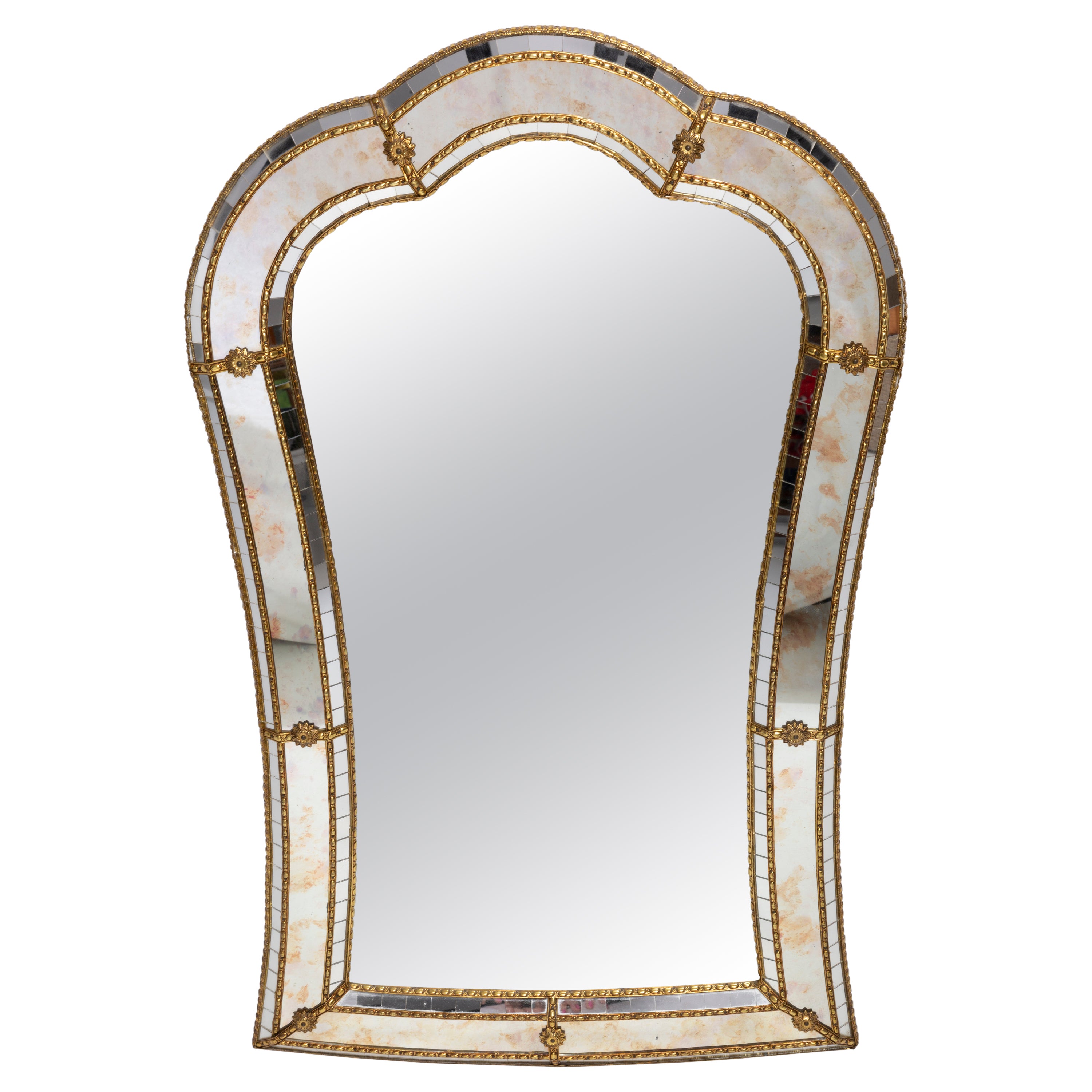 Vintage Big Original Mirror in Decorative Metal Frame, Italy, 1960s For Sale