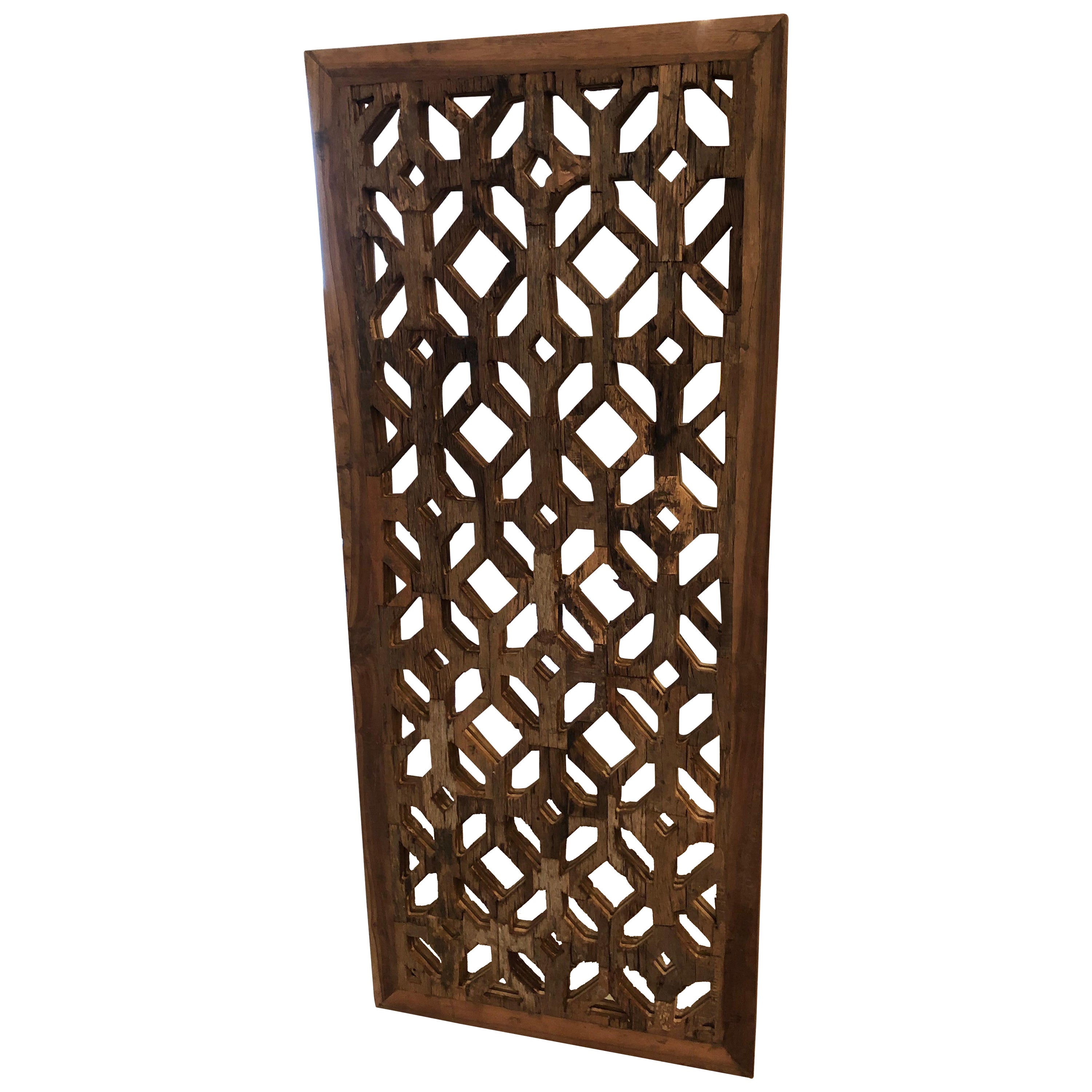 Fascinating Textural Rustic Carved Wood & Mirrored Panel For Sale