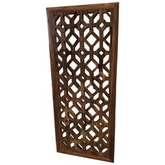 Vintage Fascinating Textural Rustic Carved Wood & Mirrored Panel