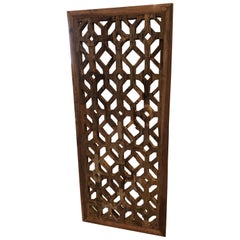 Retro Fascinating Textural Rustic Carved Wood & Mirrored Panel