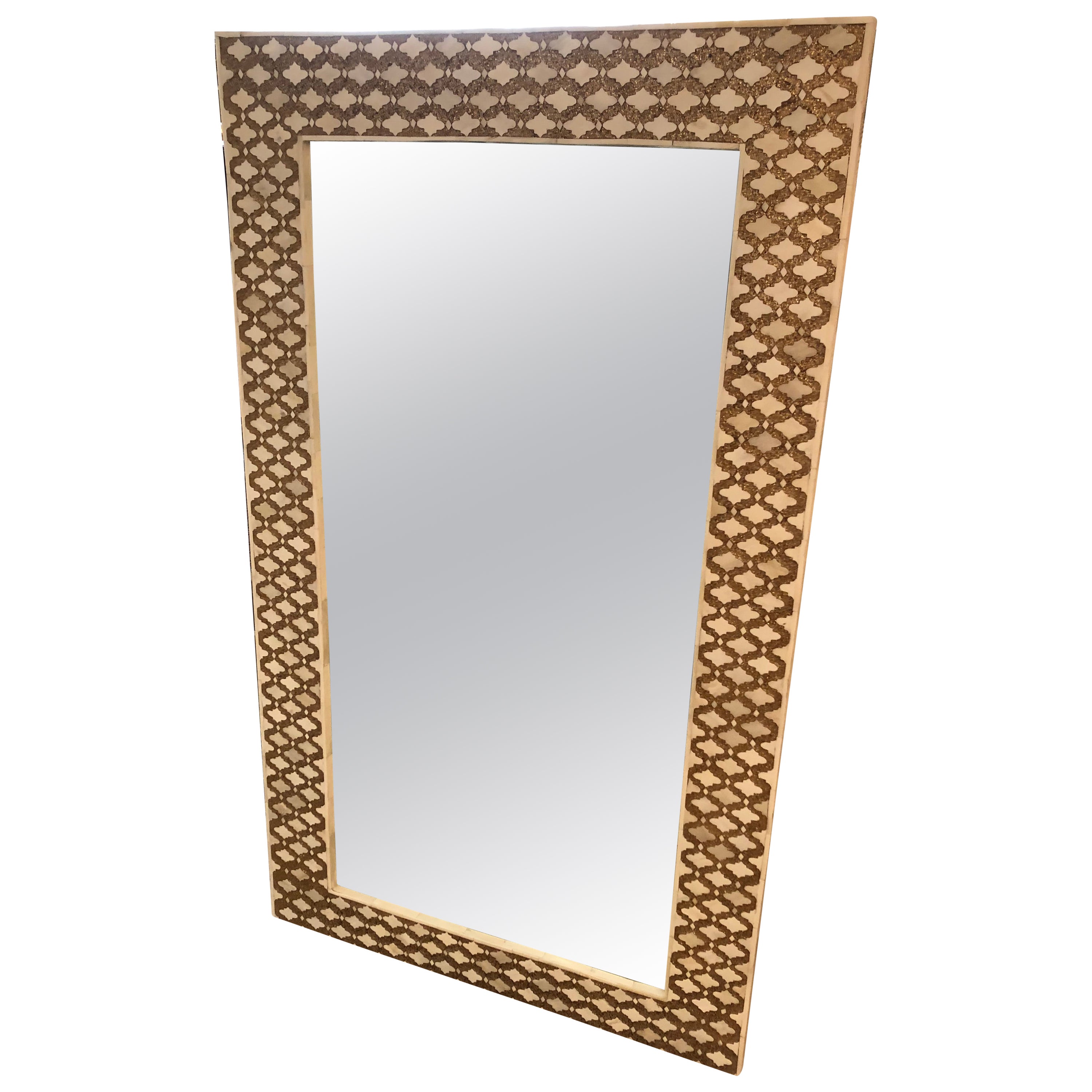 Monumental Gigantic Rectangular Checkerboard Mirror with Silver and Gold For Sale at 1stDibs