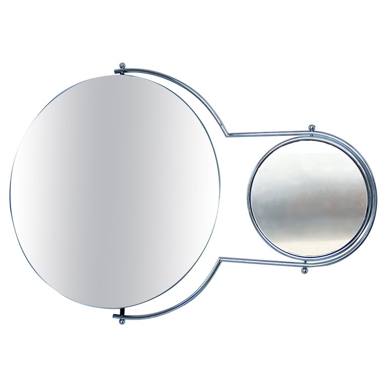 Italian Chrome Double Wall Mirror by Rodney Kinsman For Sale