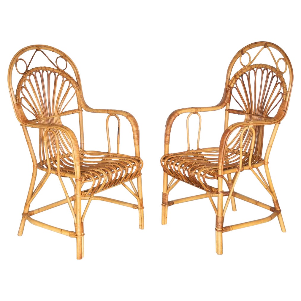 Pair of Italian Rattan Chairs