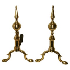 American Federal Brass Ball and Steeple Top New York Andirons
